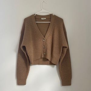 Aritzia Babaton brown Canberra V-neck Button Up Cardigan Sweater in size M